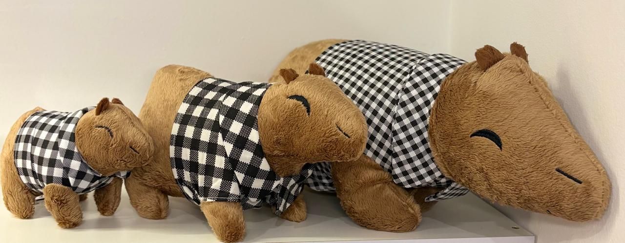 Pelúcia Capivara camisa Xadrez