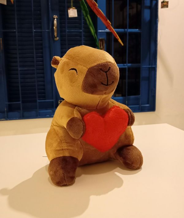 Pelúcia Capivara sentada c/ coração