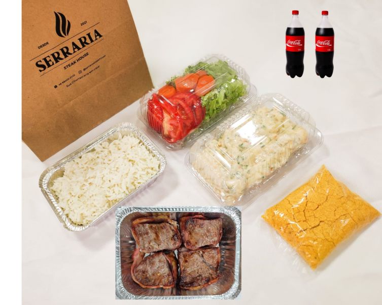 Medalhões de Alcatra com Bacon - Casal (400g) + Cortesia A Sua Escolha + Acompanhamento