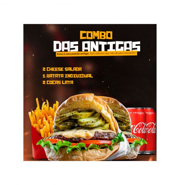 Combo Das Antigas (2 Cheese Salada +1 batata +2 refrigerantes)