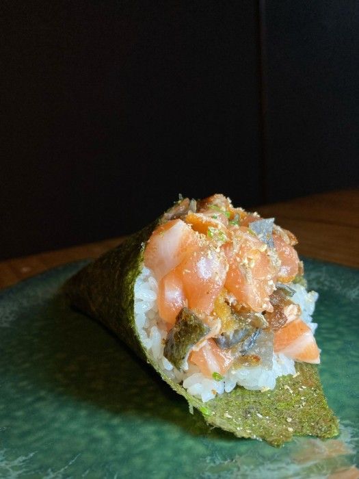 Temaki salmão e Skin