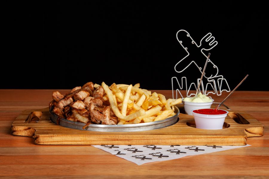 Cubos de Porco com Barbecue