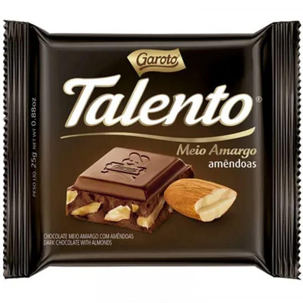 Talento Meio Amargo com Amêndoas 25g (preto)